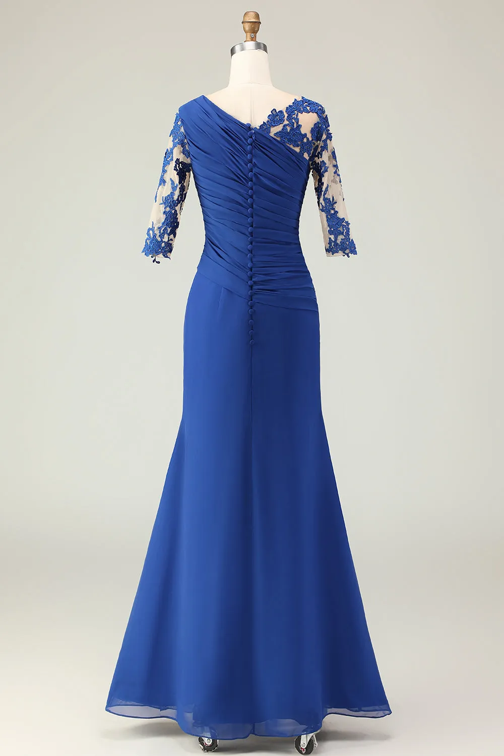 Royal Blue Mermaid Appliqued Ruched Choir Dress with Half Sleeves sold by Zapaka product image thumbnail 3