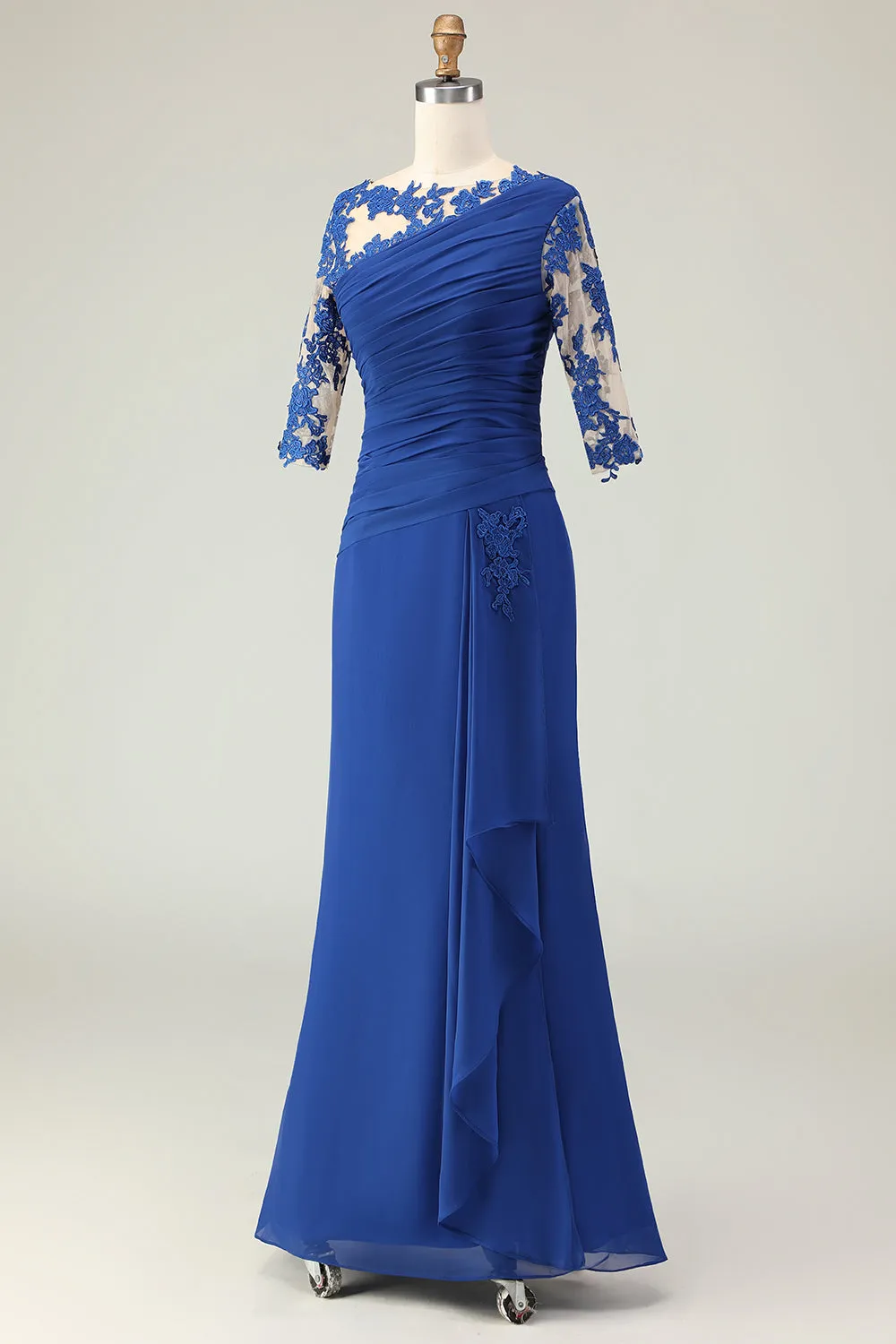 Royal Blue Mermaid Appliqued Ruched Choir Dress with Half Sleeves sold by Zapaka product image thumbnail 4