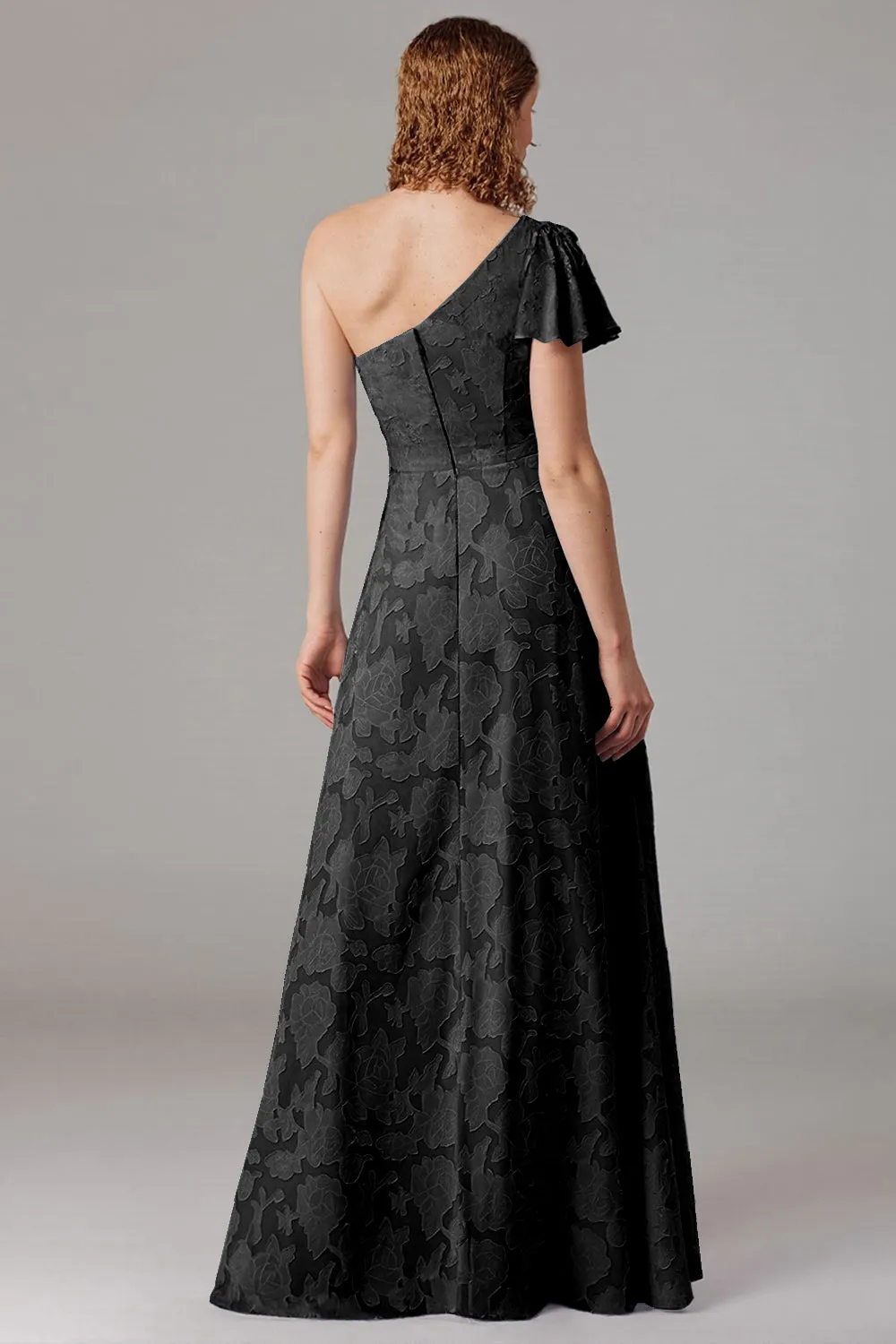 One Shoulder Black A-Line Long Choir Dress with Slit sold by Zapaka product image thumbnail 3