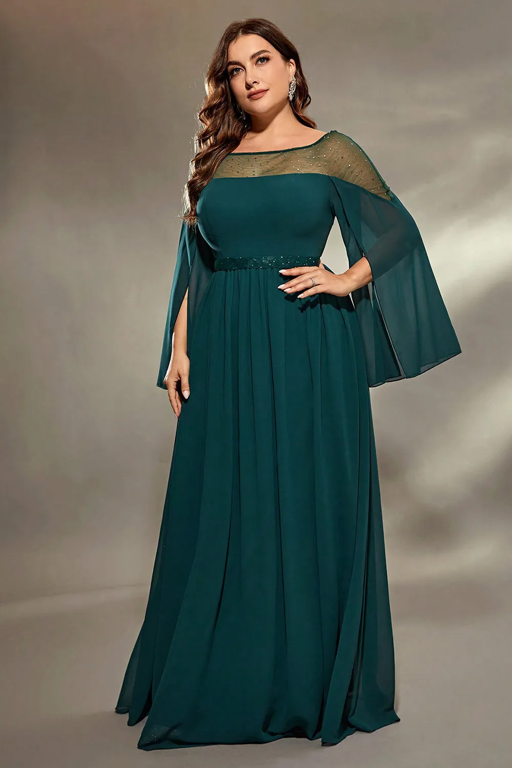 Peacock Blue A-Line Long Sleeves Choir Dress with Beading sold by Zapaka product image thumbnail 4