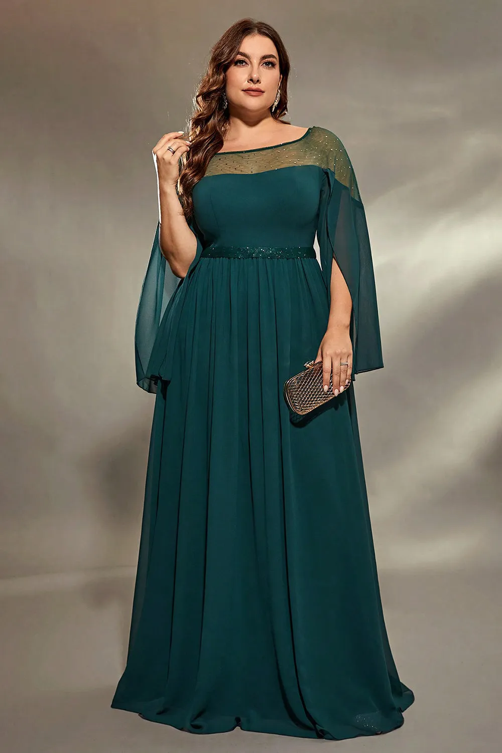 Peacock Blue A-Line Long Sleeves Choir Dress with Beading sold by Zapaka product image thumbnail 2