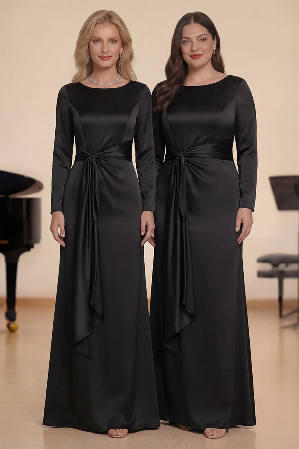 Black Mermaid Long Sleeves Satin Choir Dress sold by Zapaka