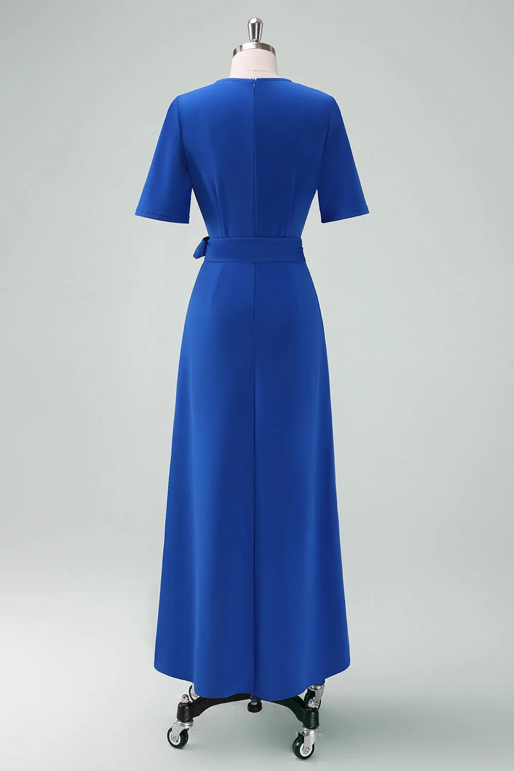 Royal Blue A-Line V-Neck Long Choir Dress with Short Sleeves sold by Zapaka product image thumbnail 3