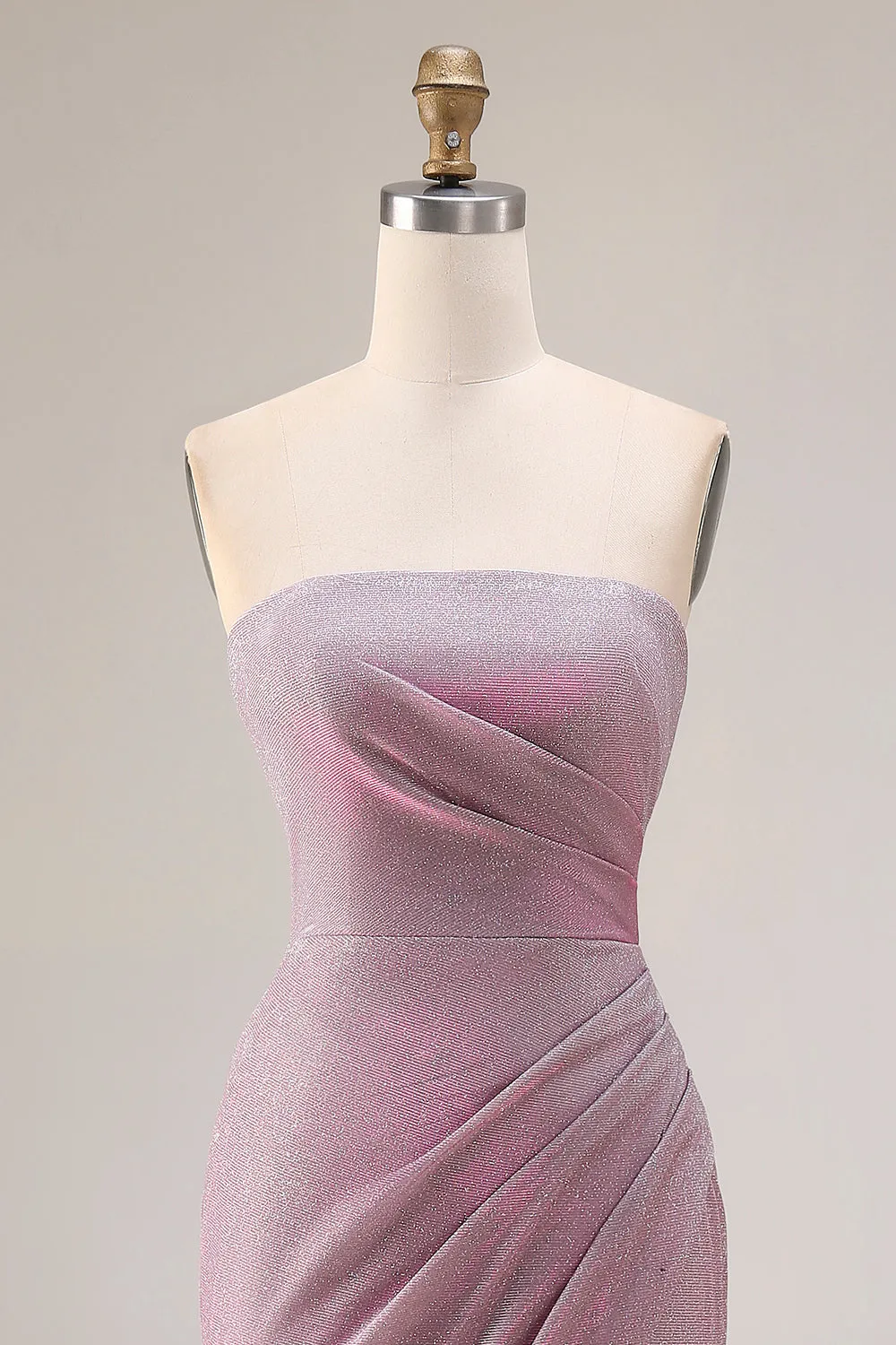 Dusty Plum Strapless Mermaid Ruched Long Prom Dress with Slit sold by Zapaka product image thumbnail 4
