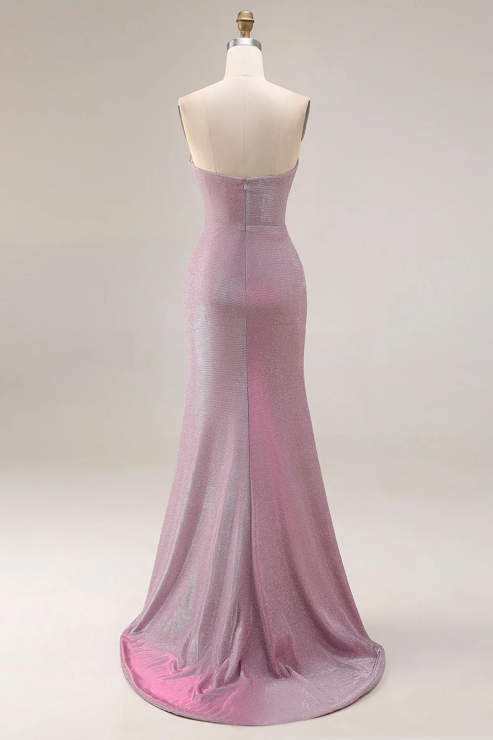 Dusty Plum Strapless Mermaid Ruched Long Prom Dress with Slit sold by Zapaka product image thumbnail 2