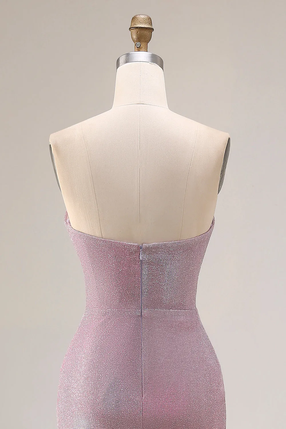 Dusty Plum Strapless Mermaid Ruched Long Prom Dress with Slit sold by Zapaka product image thumbnail 5