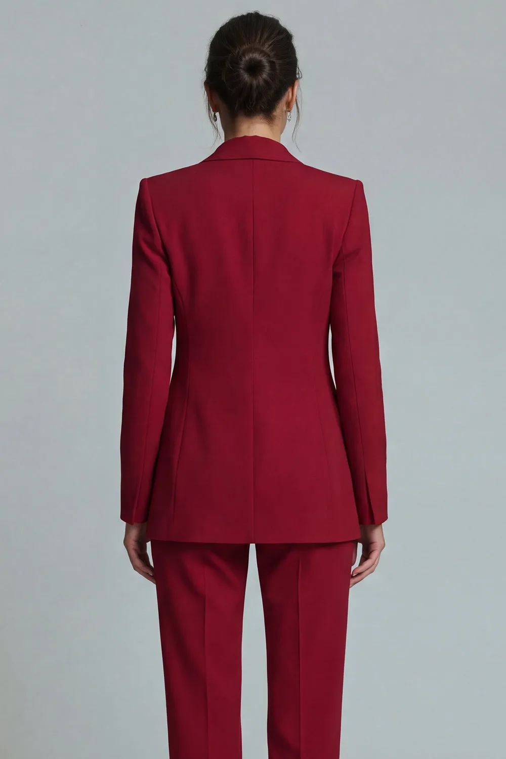 Burgundy 2 Piece Peak Lapel Women's Work Suits sold by Zapaka product image thumbnail 4