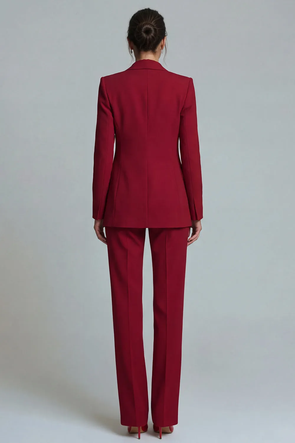 Burgundy 2 Piece Peak Lapel Women's Work Suits sold by Zapaka product image thumbnail 2