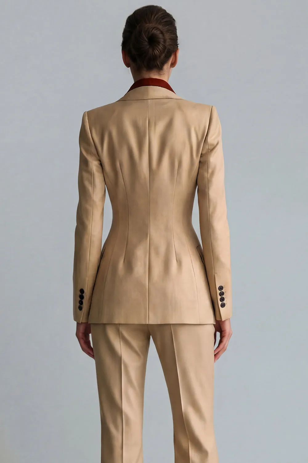Kahki Single Breasted Nothed Lapel Women's Work Suits sold by Zapaka product image thumbnail 4