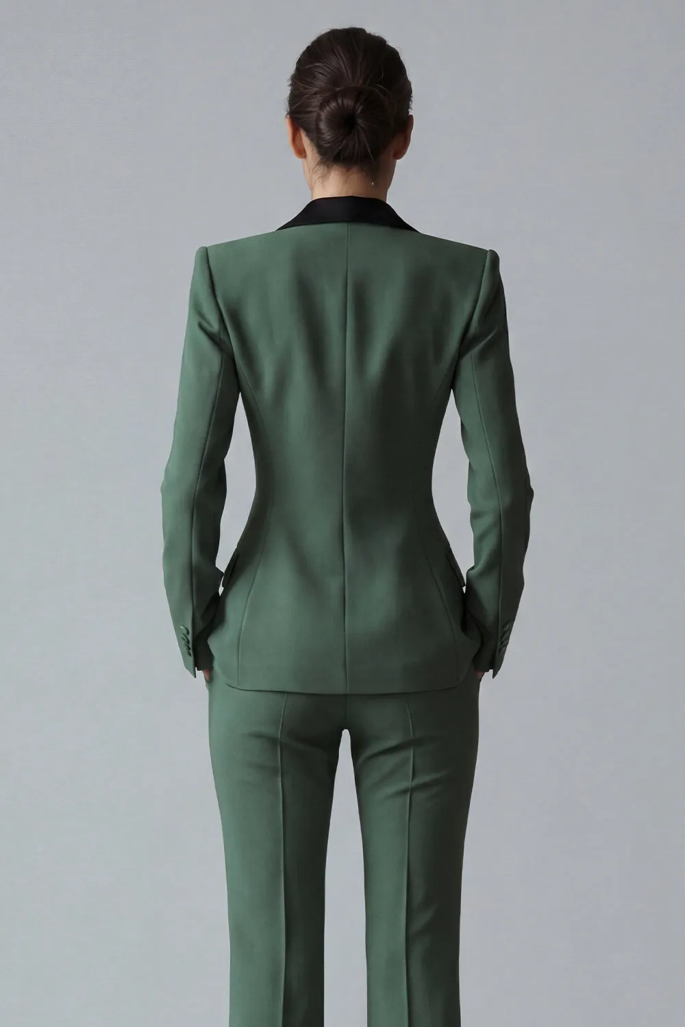 Women's Dark Green One Button Peak Lapel 2-piece Work Suits sold by Zapaka product image thumbnail 4