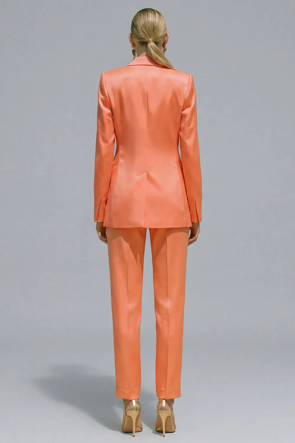 Orange Notched Lapel 2-piece One Button Women's Work Suits sold by Zapaka product image thumbnail 2