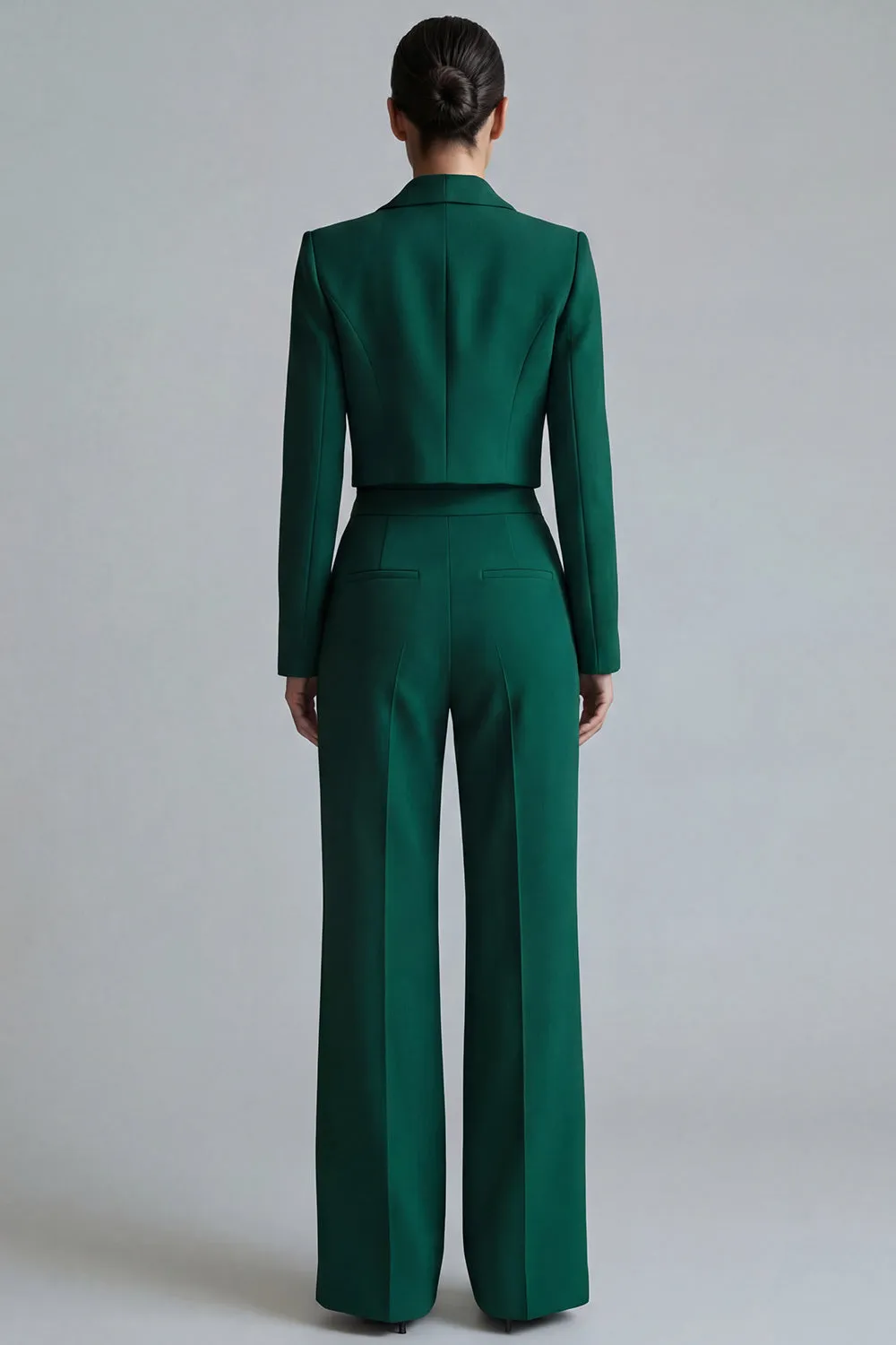 Dark Green Peak Lapel One Button 2-piece Women's Work Suits sold by Zapaka product image thumbnail 2