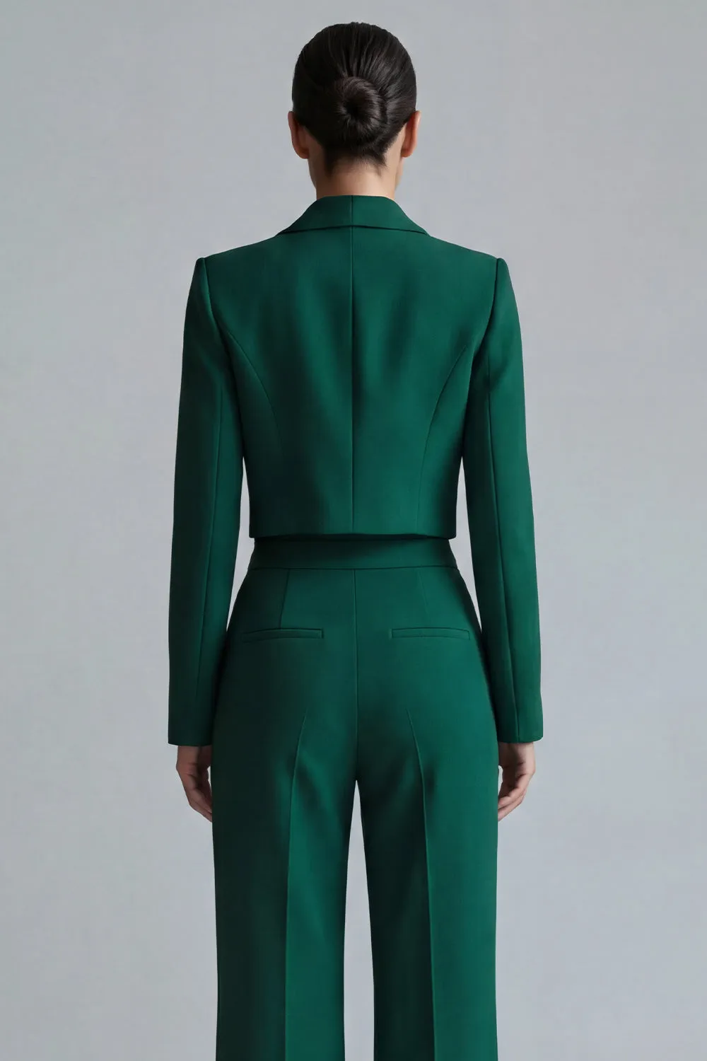 Dark Green Peak Lapel One Button 2-piece Women's Work Suits sold by Zapaka product image thumbnail 4