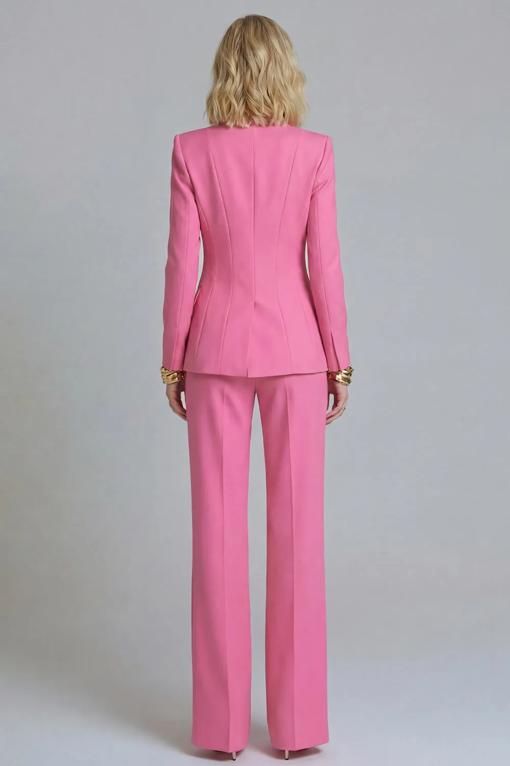 Fuchsia Peak Lapel 2-piece One Button Women's Work Suits sold by Zapaka product image thumbnail 2