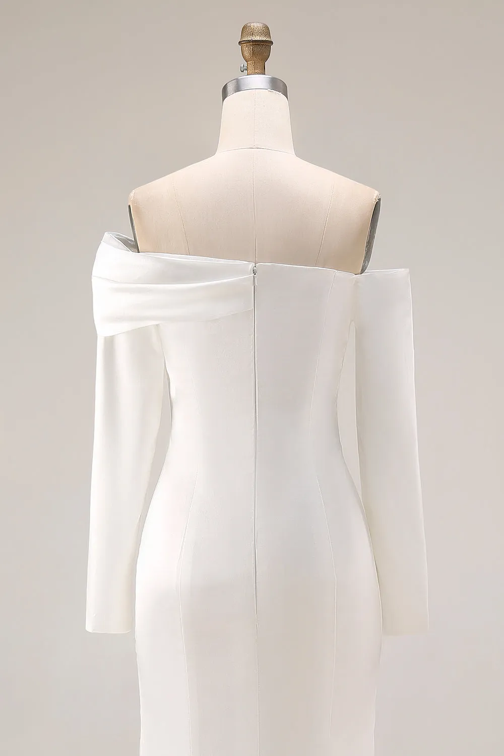 White Mermaid Off The Shoulder Wedding Dress with Long Sleeves sold by Zapaka product image thumbnail 5