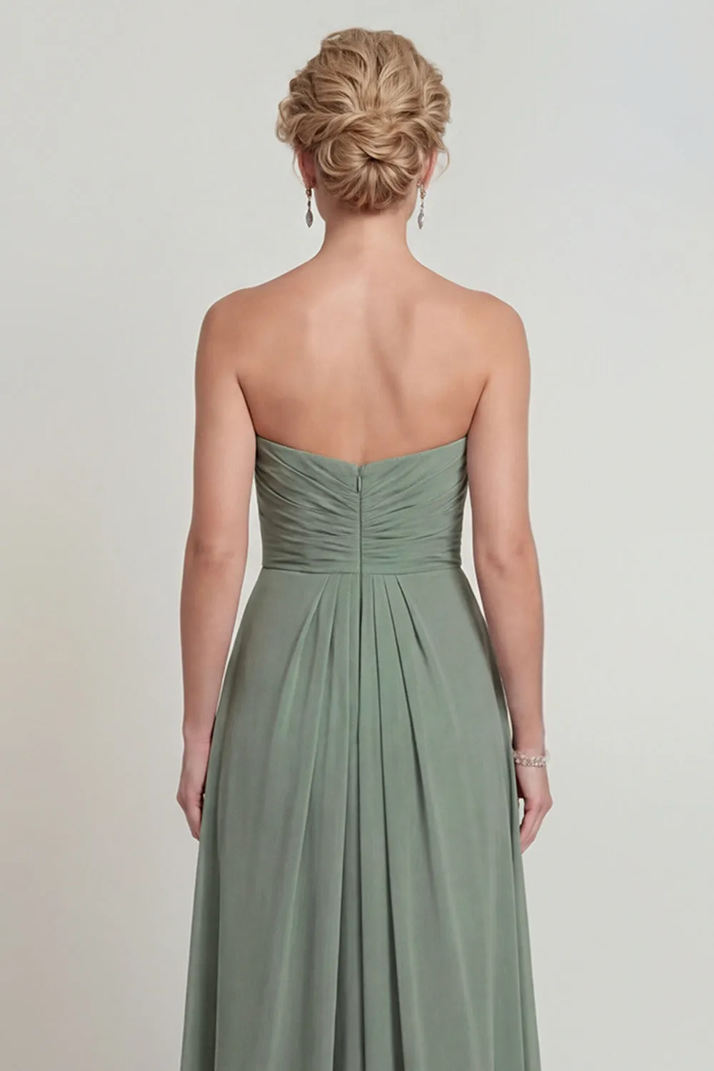 Dusty Sage Sweetheart A Line Ruched Chiffon Mother of the Bride Dress with Slit sold by Zapaka product image thumbnail 4