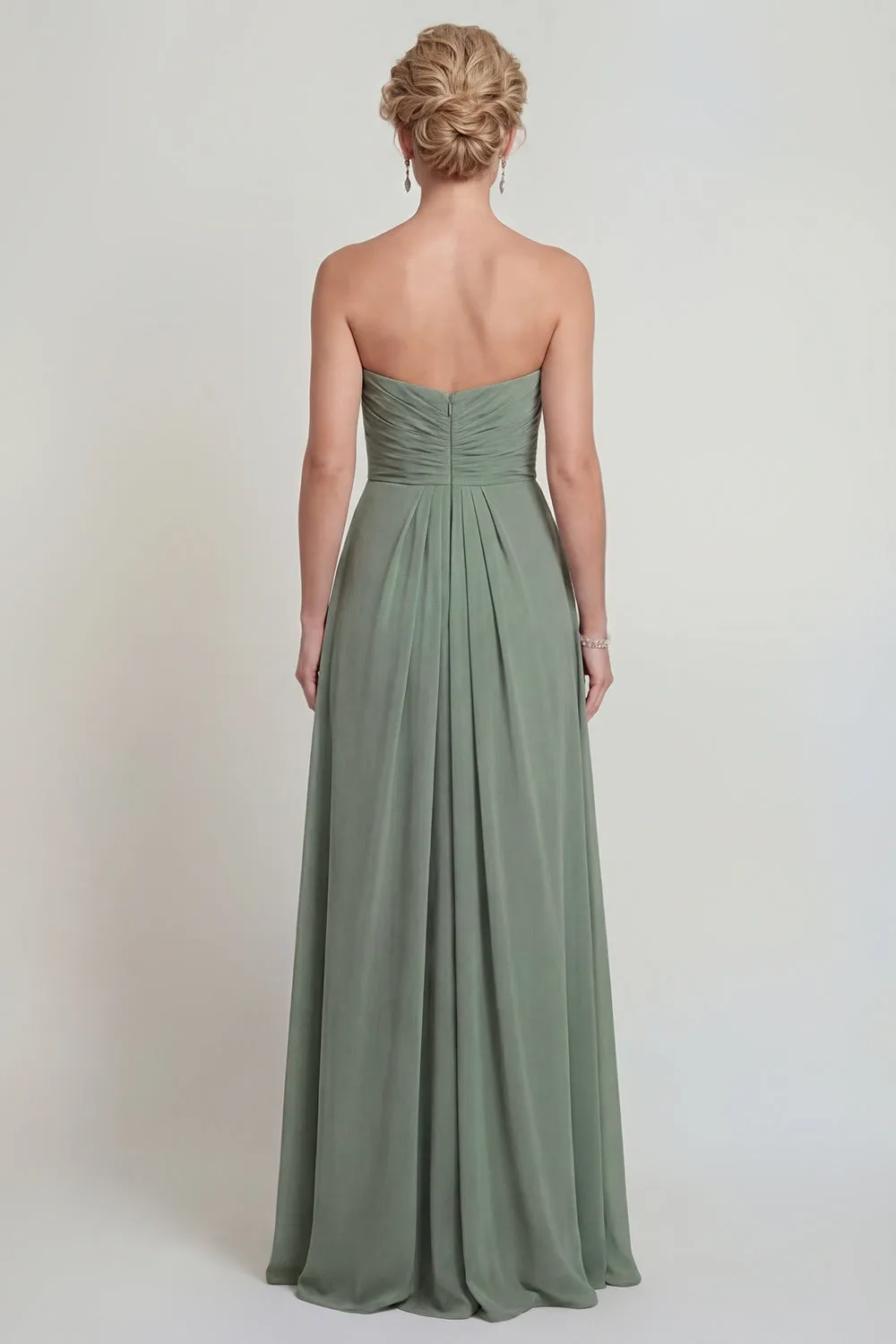 Dusty Sage Sweetheart A Line Ruched Chiffon Mother of the Bride Dress with Slit sold by Zapaka product image thumbnail 2