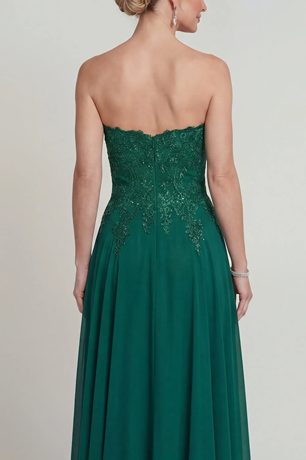 Sweetheart A Line Dark Green Long Mother of the Bride Dress with Appliques sold by Zapaka product image thumbnail 4