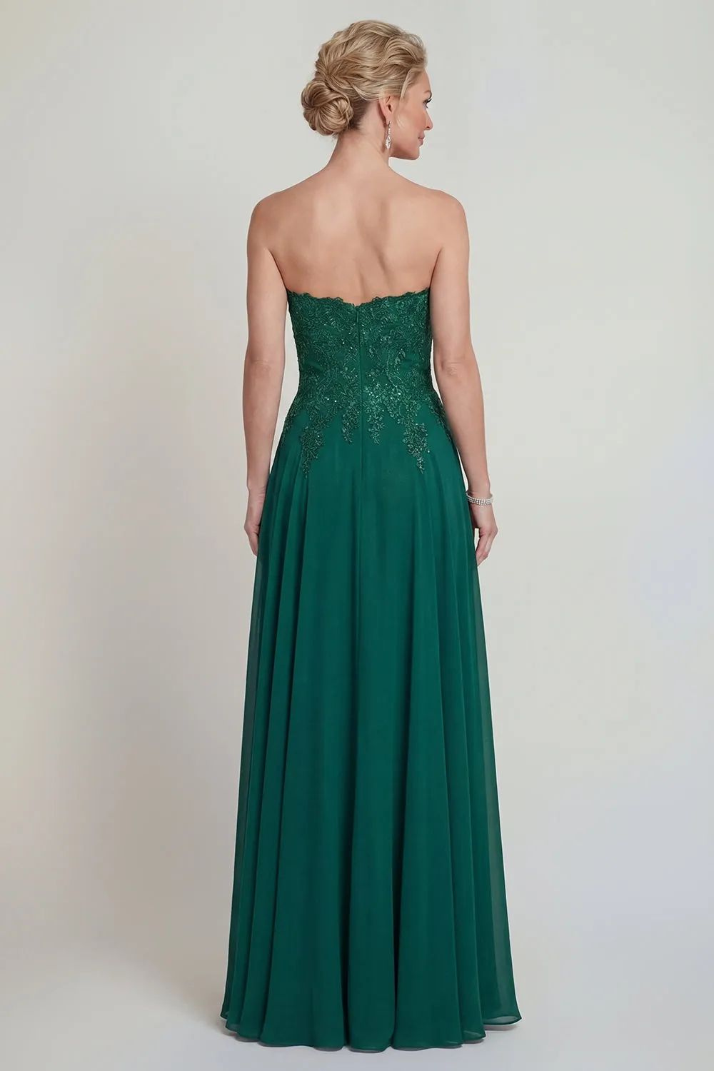 Sweetheart A Line Dark Green Long Mother of the Bride Dress with Appliques sold by Zapaka product image thumbnail 2
