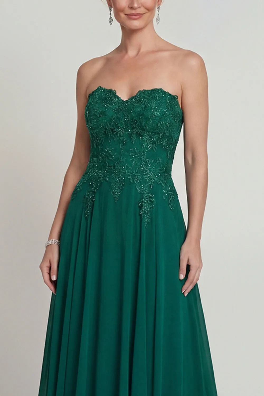 Sweetheart A Line Dark Green Long Mother of the Bride Dress with Appliques sold by Zapaka product image thumbnail 3
