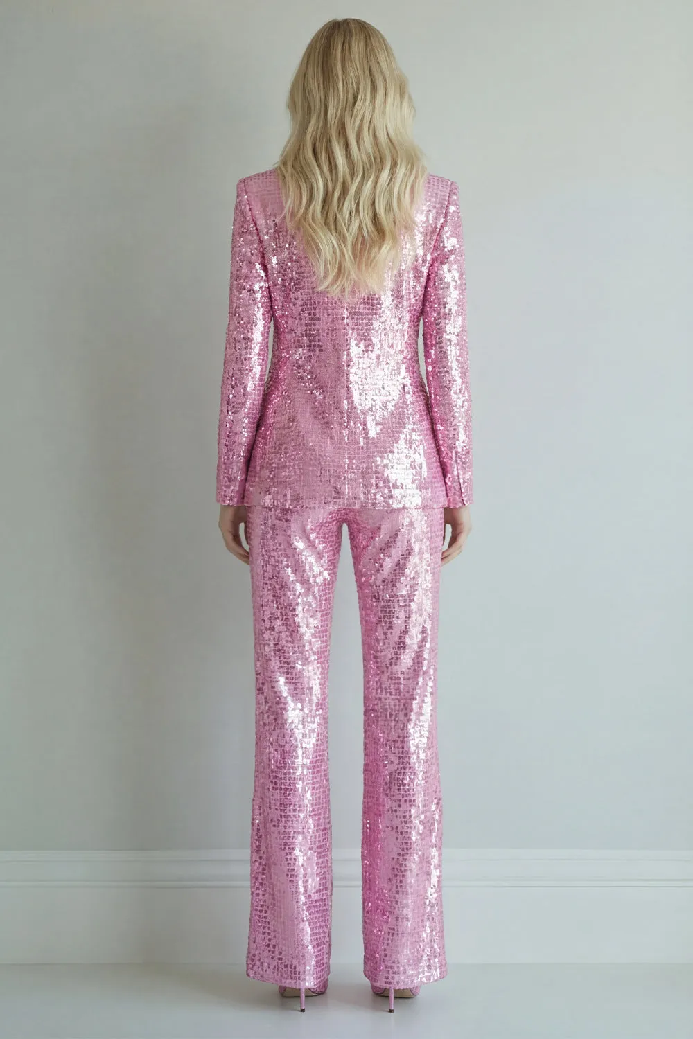 Sparkly Pink 2 Piece Notched Lapel Singel Breasted Women's Prom Suits sold by Zapaka product image thumbnail 2