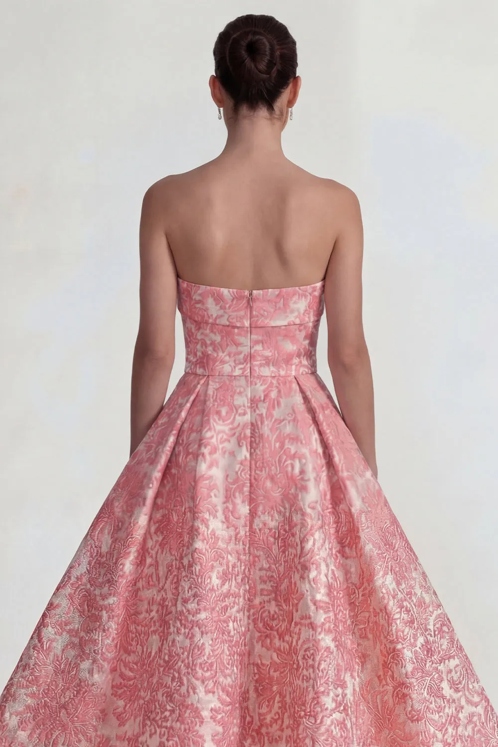 Blush Jacquard Strapless A Line Midi Dress sold by Zapaka product image thumbnail 4