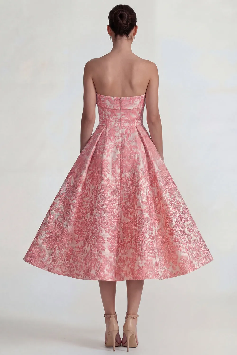 Blush Jacquard Strapless A Line Midi Dress sold by Zapaka product image thumbnail 2