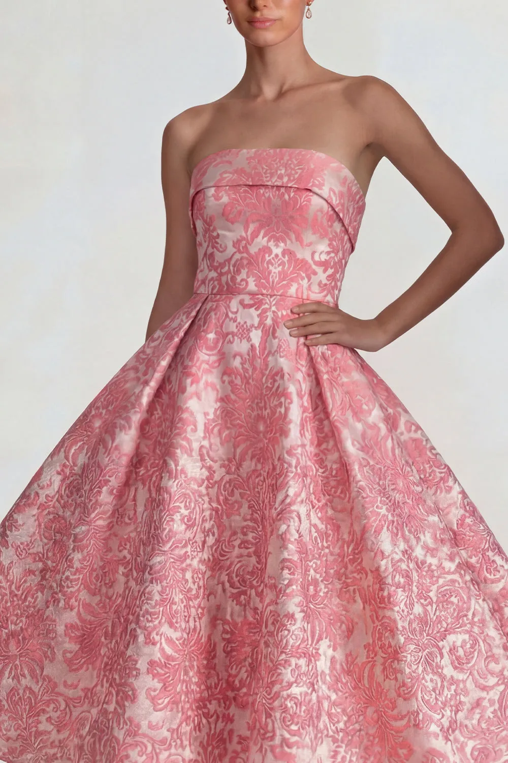 Blush Jacquard Strapless A Line Midi Dress sold by Zapaka product image thumbnail 3