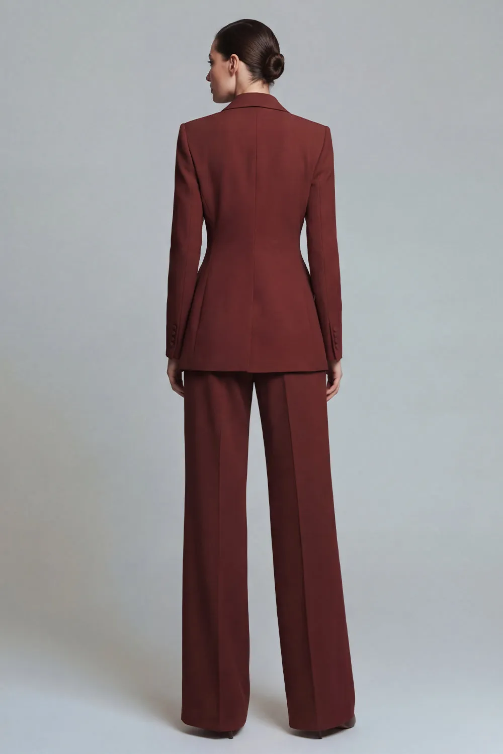 2 Piece Peak Lapel Burnt Orange Women's Work Suits with Pockets sold by Zapaka product image thumbnail 2