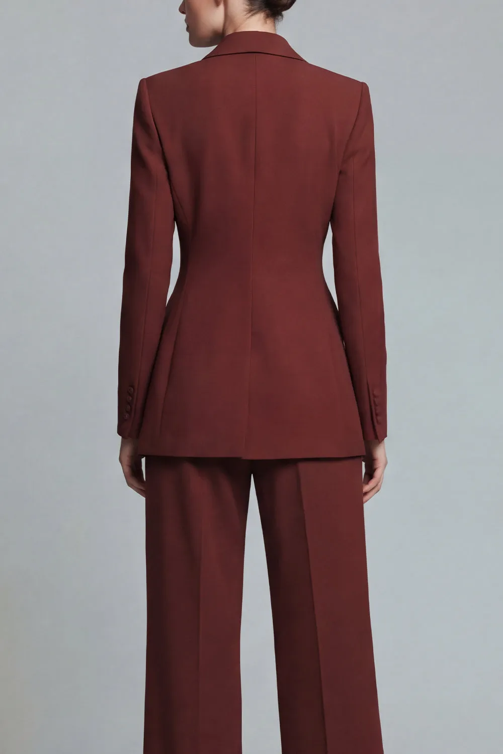 2 Piece Peak Lapel Burnt Orange Women's Work Suits with Pockets sold by Zapaka product image thumbnail 4