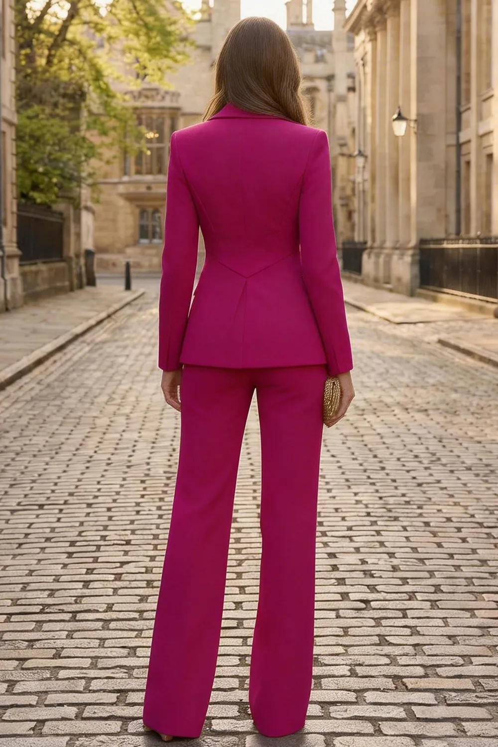 Fuchsia Peak Lapel 2 Piece Slim Fit Women's Business Suits sold by Zapaka product image thumbnail 2
