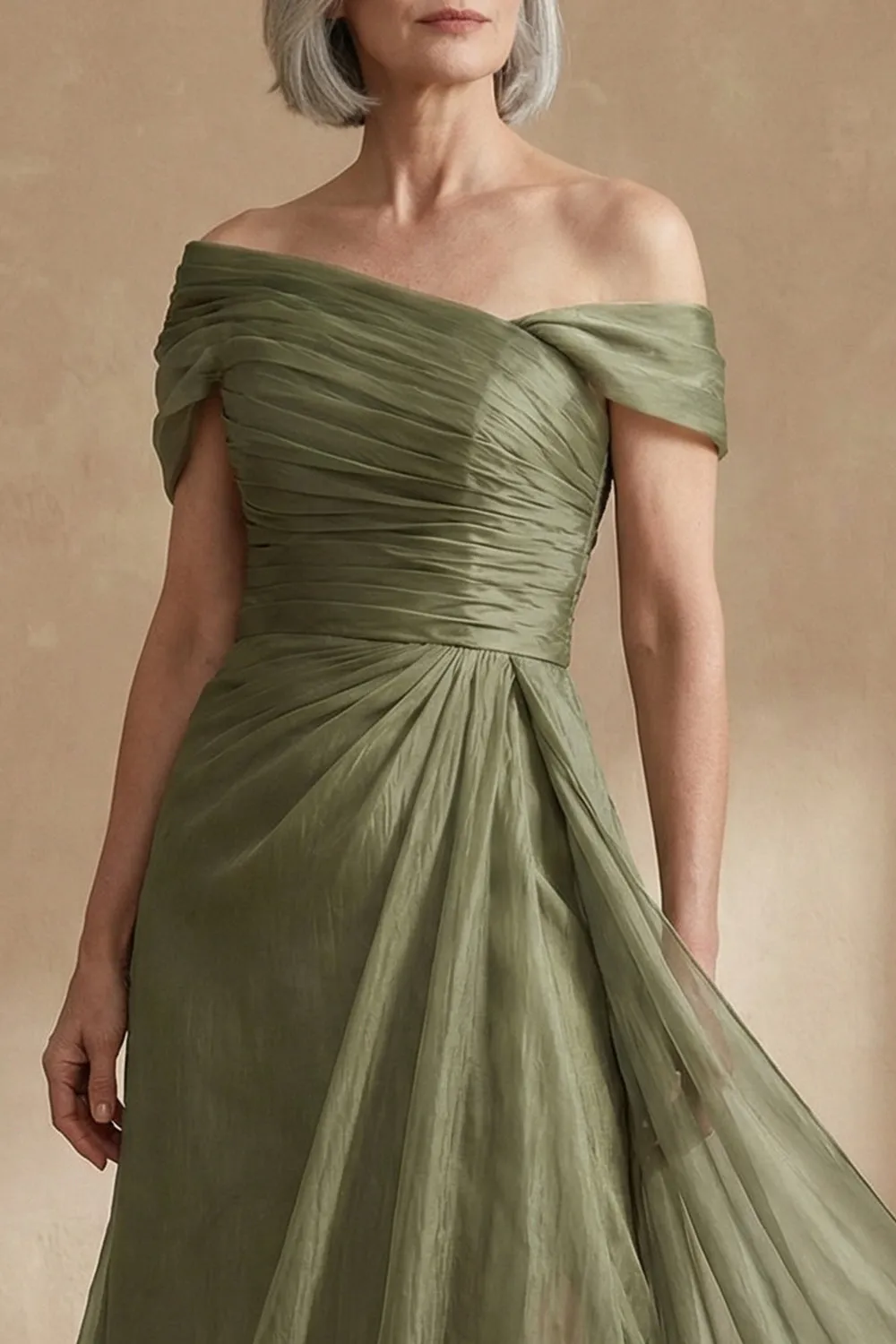 Dusty Sage A Line Asymmetrical Convertible Mother of the Bride Dress with Wrap sold by Zapaka product image thumbnail 5