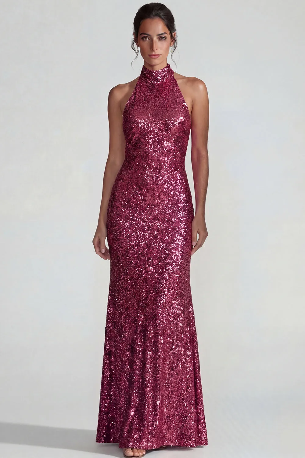 Sparkly Golden Halter Sequins Sheath Long Formal Dress sold by Zapaka product image thumbnail 5