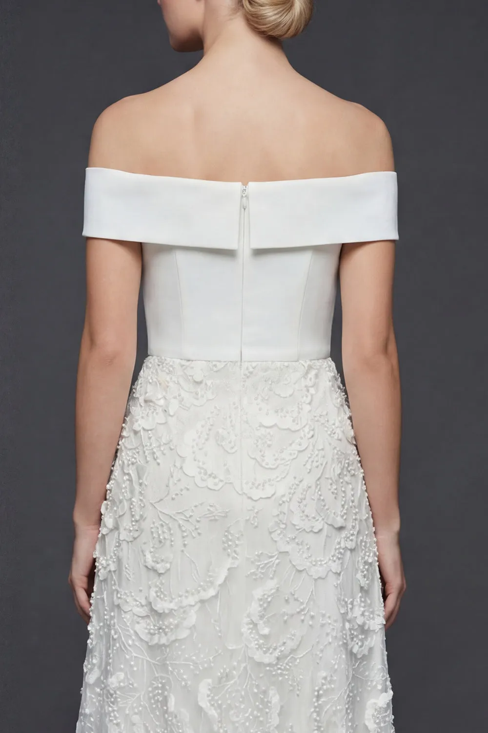 Off The Shoulder White Long A Line Wedding Dress sold by Zapaka product image thumbnail 4