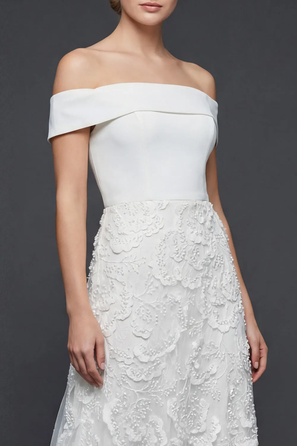 Off The Shoulder White Long A Line Wedding Dress sold by Zapaka product image thumbnail 3