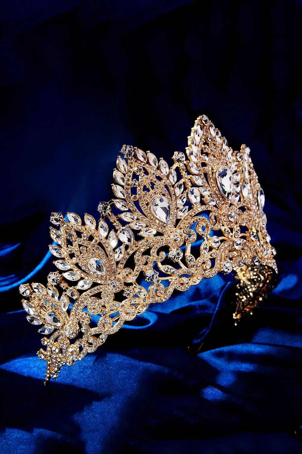 Luxury Crystal Prom Queen Pageant Golden Crown Tiara sold by Zapaka product image thumbnail 3