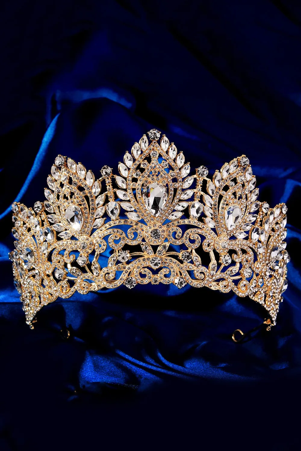 Luxury Crystal Prom Queen Pageant Golden Crown Tiara sold by Zapaka