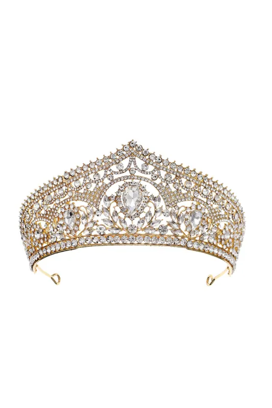 Luxury Crystal Princess Golden Crown Tiara sold by Zapaka