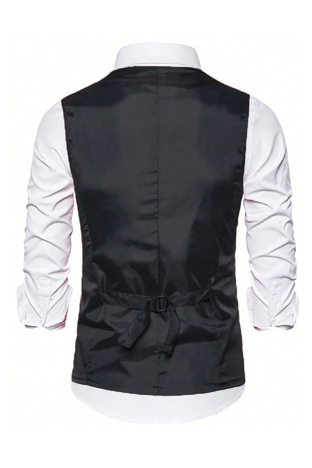 Black V-Neck Single Breasted Sequins Men's Suit Vest sold by Zapaka product image thumbnail 2
