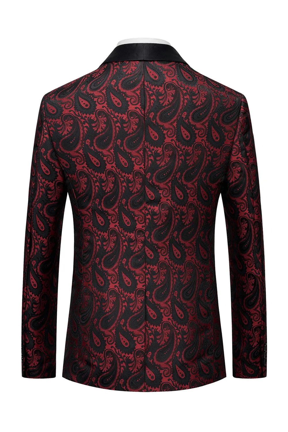 Black Jacquard Shawl Lapel Single Breasted Men's Blazer with Bowtie sold by Zapaka product image thumbnail 4