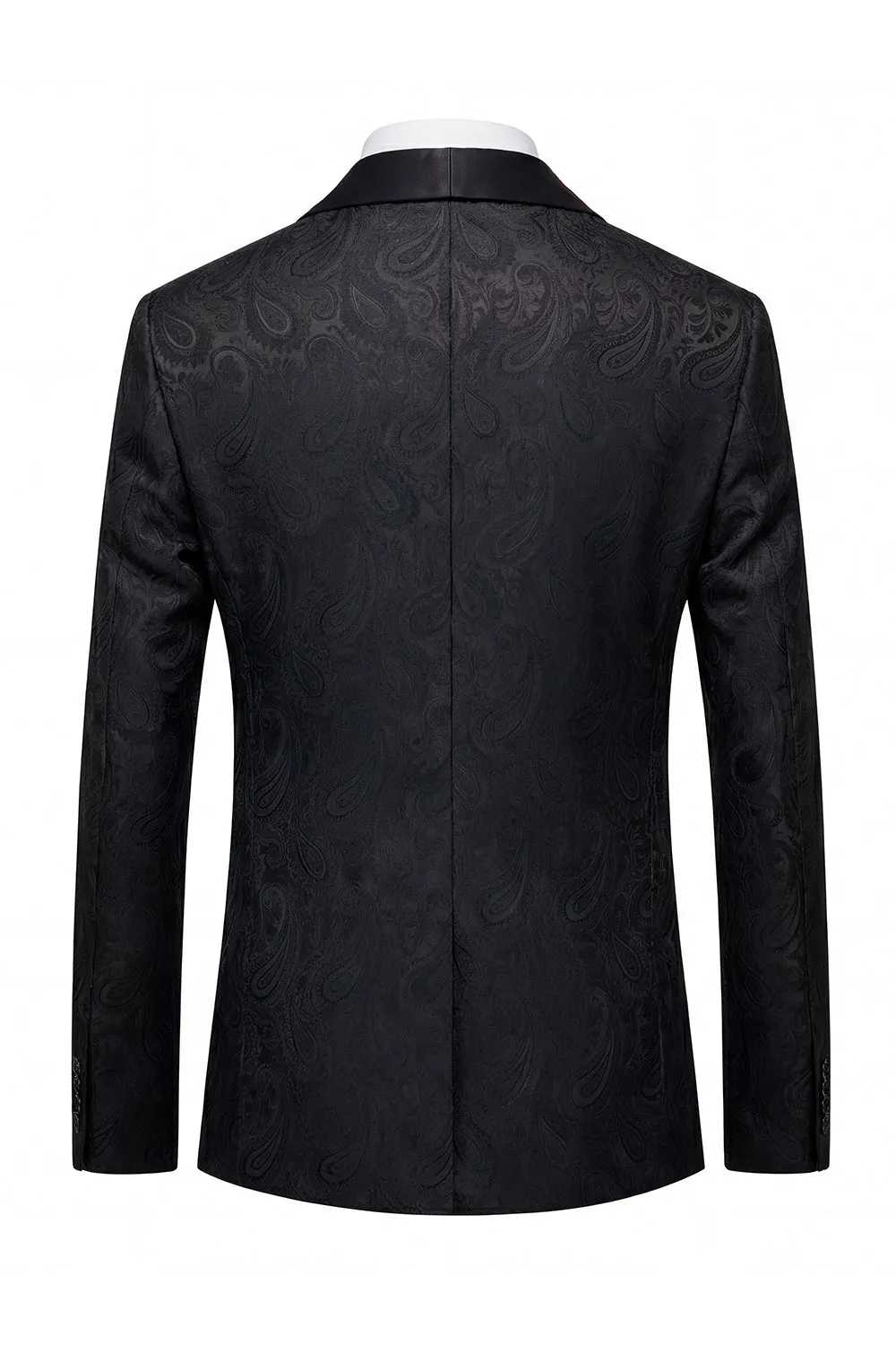 Black Jacquard Shawl Lapel Single Breasted Men's Blazer with Bowtie sold by Zapaka product image thumbnail 2