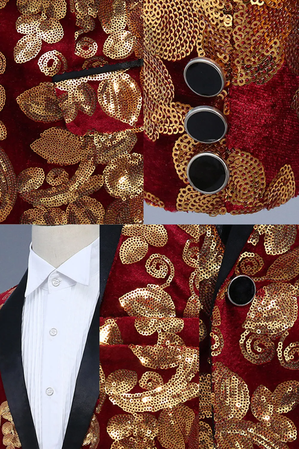 Sparkly Black Sequin Shawl Lapel Single Breasted Men' Blazer sold by Zapaka product image thumbnail 5