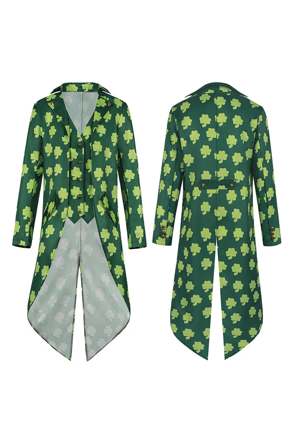 Retro Green Shamrock Slim Fit Tuxedo Jacket with Hat sold by Zapaka product image thumbnail 2