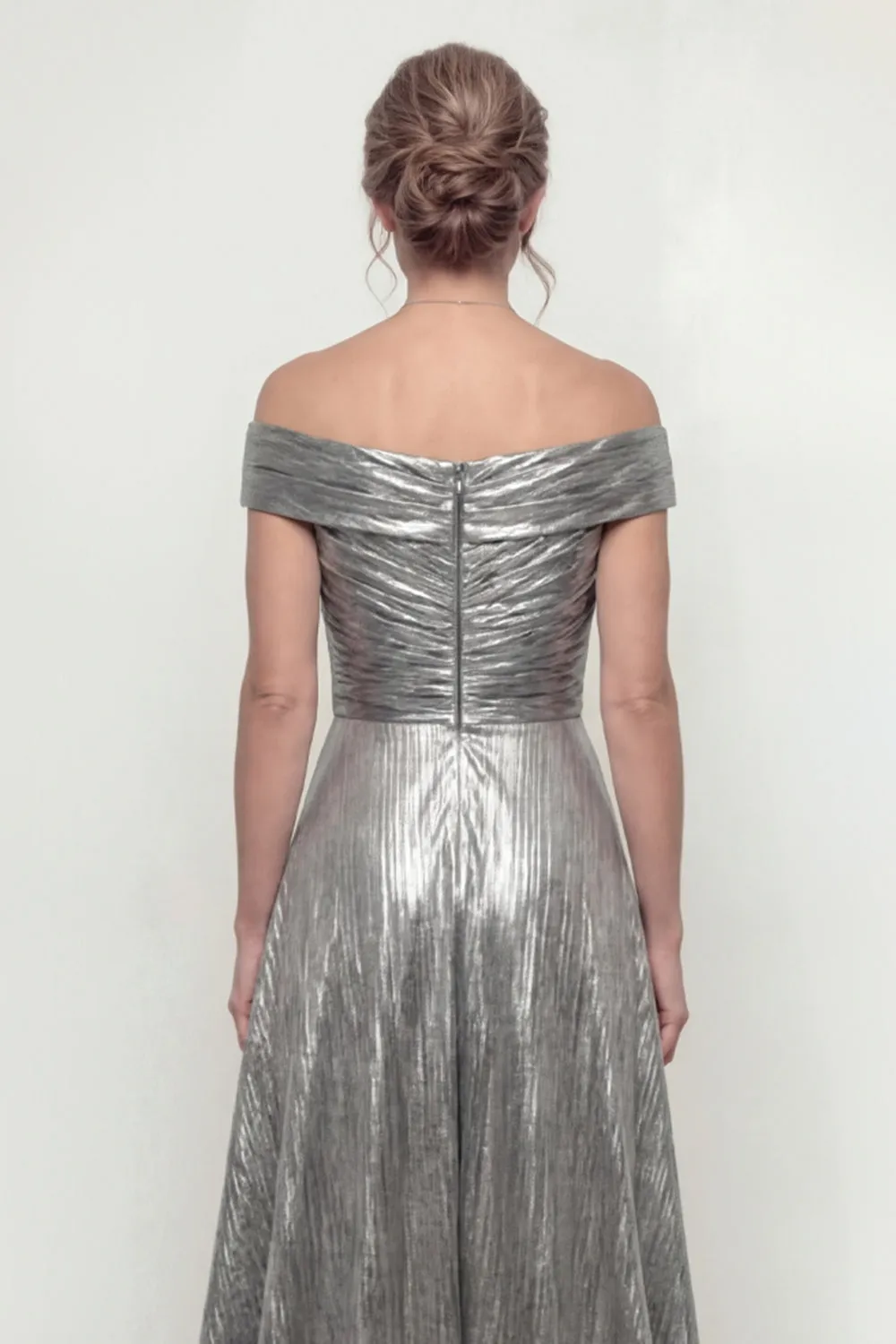 Grey Silver Mermaid Ruched Off The Shoulder Mother Of Bride Dress sold by Zapaka product image thumbnail 5