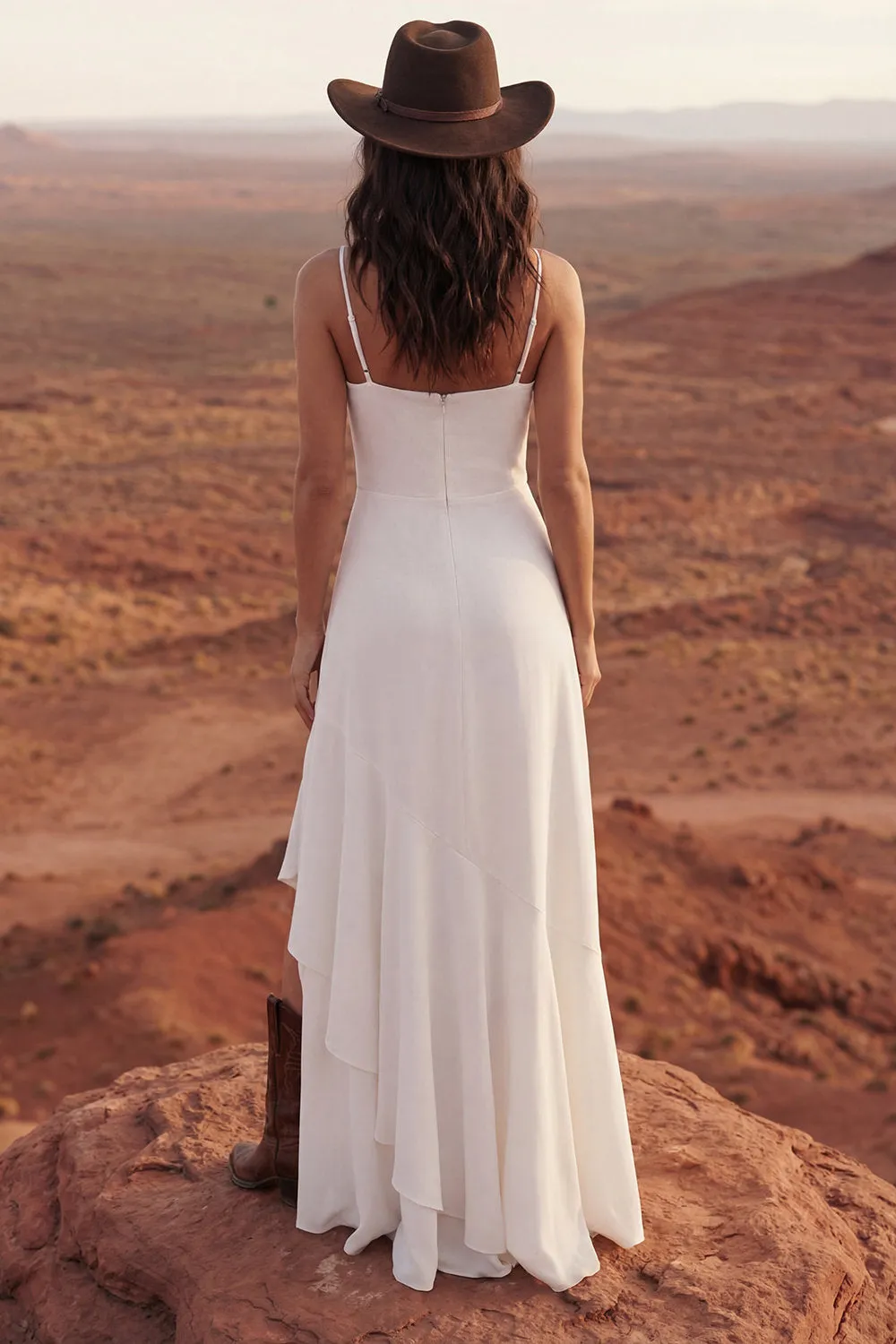 Spaghetti Straps Sheath Ivory Maxi Beach Wedding Dress sold by Zapaka product image thumbnail 2