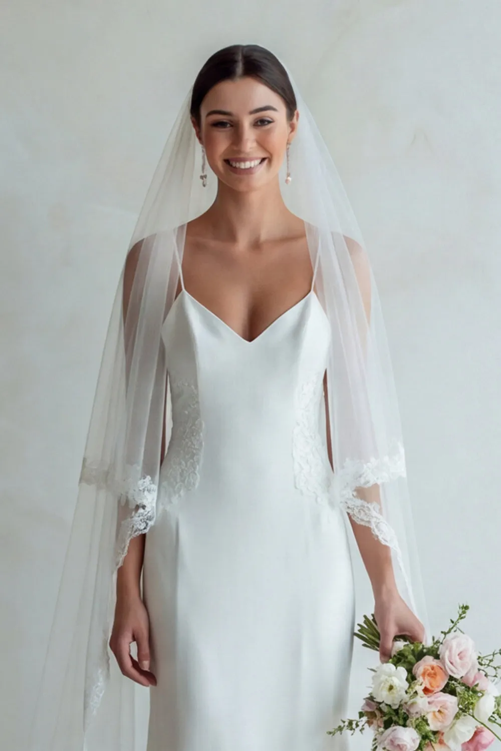 Ivory Spaghetti Straps Mermaid Sweep Train Wedding Dress with Lace sold by Zapaka product image thumbnail 5