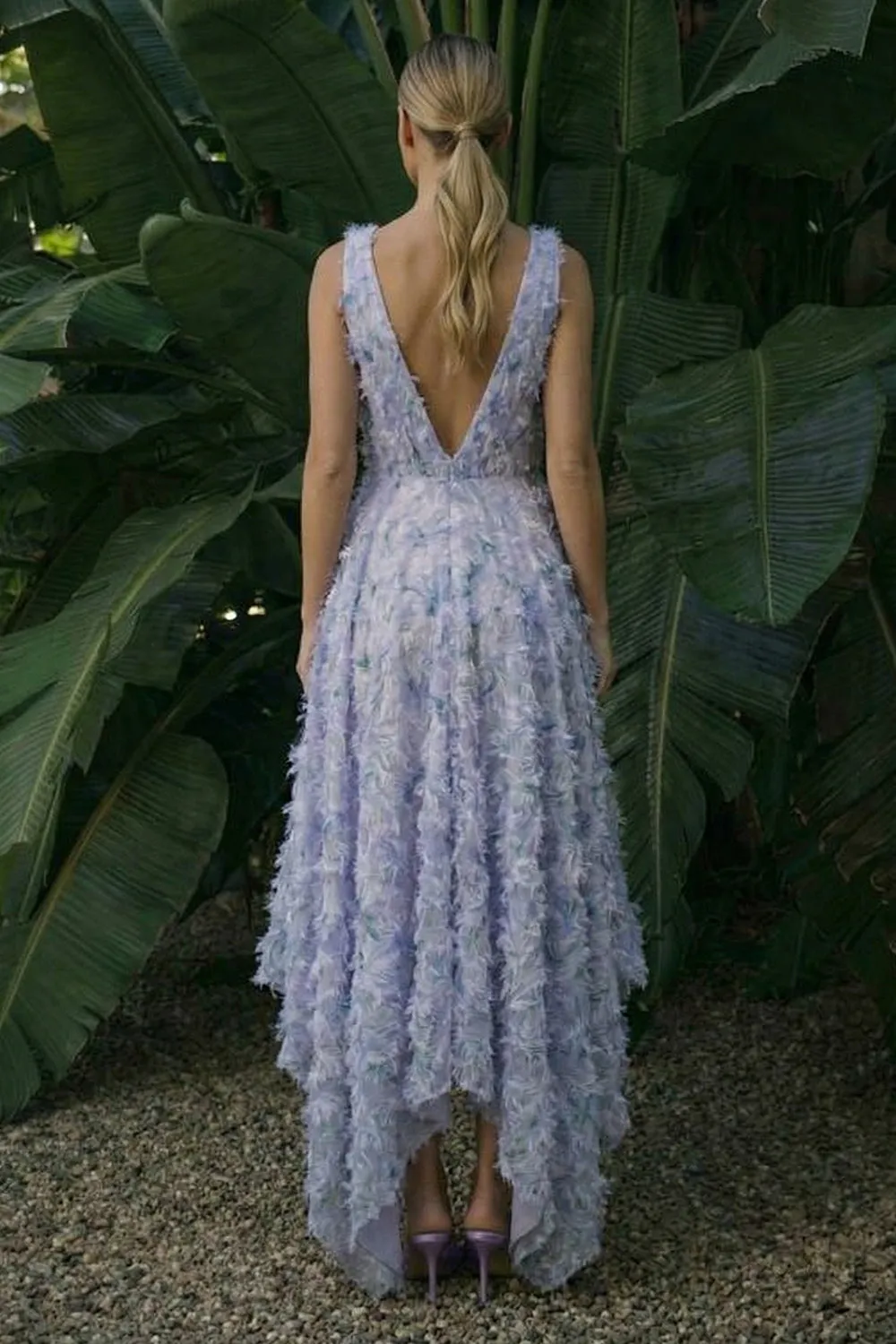 Light Purple Asymmetrical A Line Floral Dress sold by Zapaka product image thumbnail 2