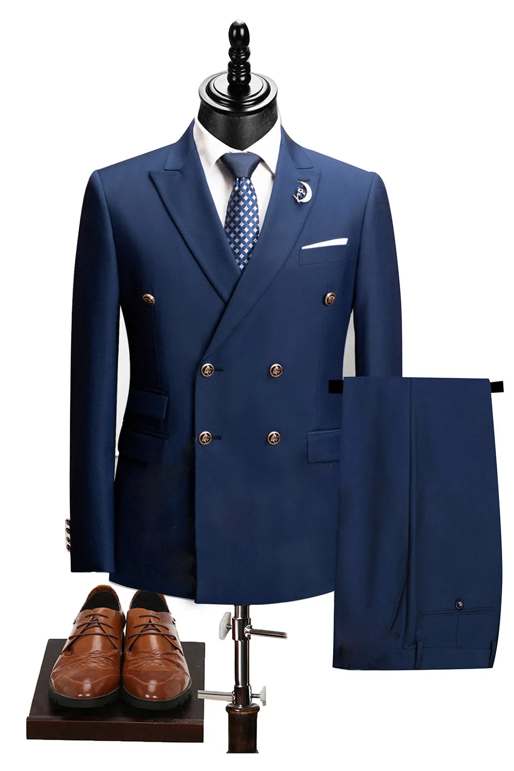 2-piece Black Peaked Lapel Double Breasted Men's Suits sold by Zapaka product image thumbnail 4