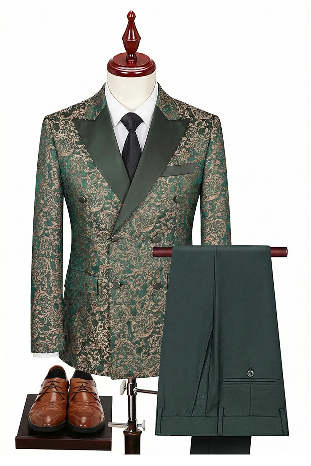 Black Double Breasted Peaked Lapel 3-Piece Men's Suits sold by Zapaka product image thumbnail 5