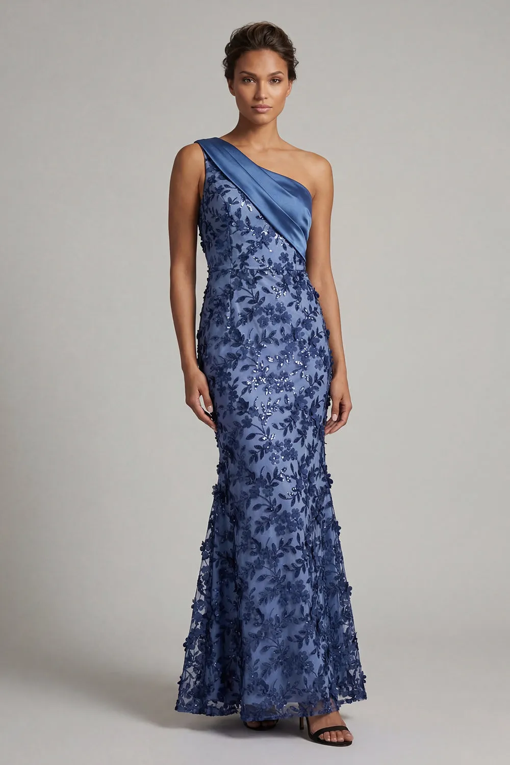 Sparkly Navy Mermaid One Shoulder Long Mother of the Bride Dress with Sequins sold by Zapaka product image thumbnail 3